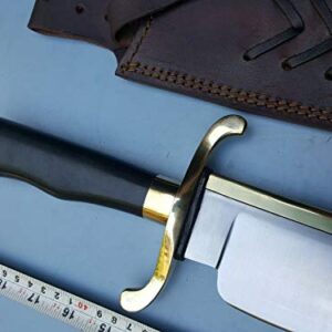 Barq Metals Beautiful Custom Hand M,ade Stainless Steel ''50cm'' Alamo Musso Bowi knife With Pure Leather Sheath