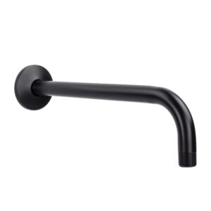 l-shaped shower arm extension, 12-inch length, great for rainfall and adjustable showerheads, matte black finish