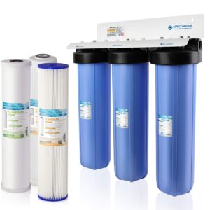 apec water systems 3-stage whole house water filter system with sediment, kdf and carbon filters (cb3-sed-kdf-cab20-bb)