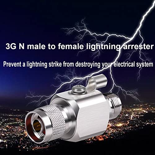 RFiotasy Lightning Surge Protector Square N Male to Female 50 Ohm 0-3GHz with 90V Gas Tube Coaxial WiFi Lightning Arrestor