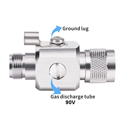 RFiotasy Lightning Surge Protector Square N Male to Female 50 Ohm 0-3GHz with 90V Gas Tube Coaxial WiFi Lightning Arrestor
