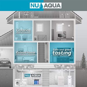 Nu Aqua 3-Stage Whole House Water Filtration System with Pressure Gauges – 20”x4.5” Sediment, Granular Carbon, Carbon Block Filters, 1” NPT Connection