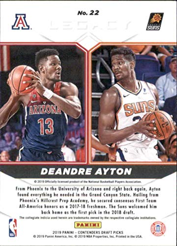 2019-20 Panini Contenders Draft Picks Legacy #22 Deandre Ayton Arizona Wildcats/Phoenix Suns Official NBA Basketball Trading Card in Raw (NM or Better) Condition