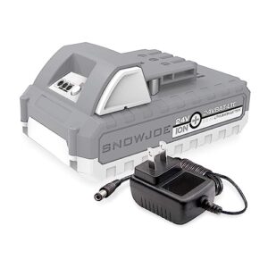 snow joe 24v-2amp-sk1 starter kit includes 1 x 2.0-ah lithium ion battery + standard charger, 2.0, white
