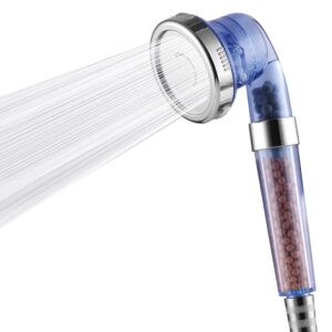 high pressure shower head, ionic filter showerhead with 3 setting, water saving and stone filter beads handheld shower for dry hair and skin spa by imtfzct(no hose)