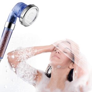 High Pressure Shower Head, Ionic Filter Showerhead with 3 Setting, Water Saving and Stone Filter Beads Handheld Shower for Dry Hair and Skin Spa by imtfzct(No Hose)