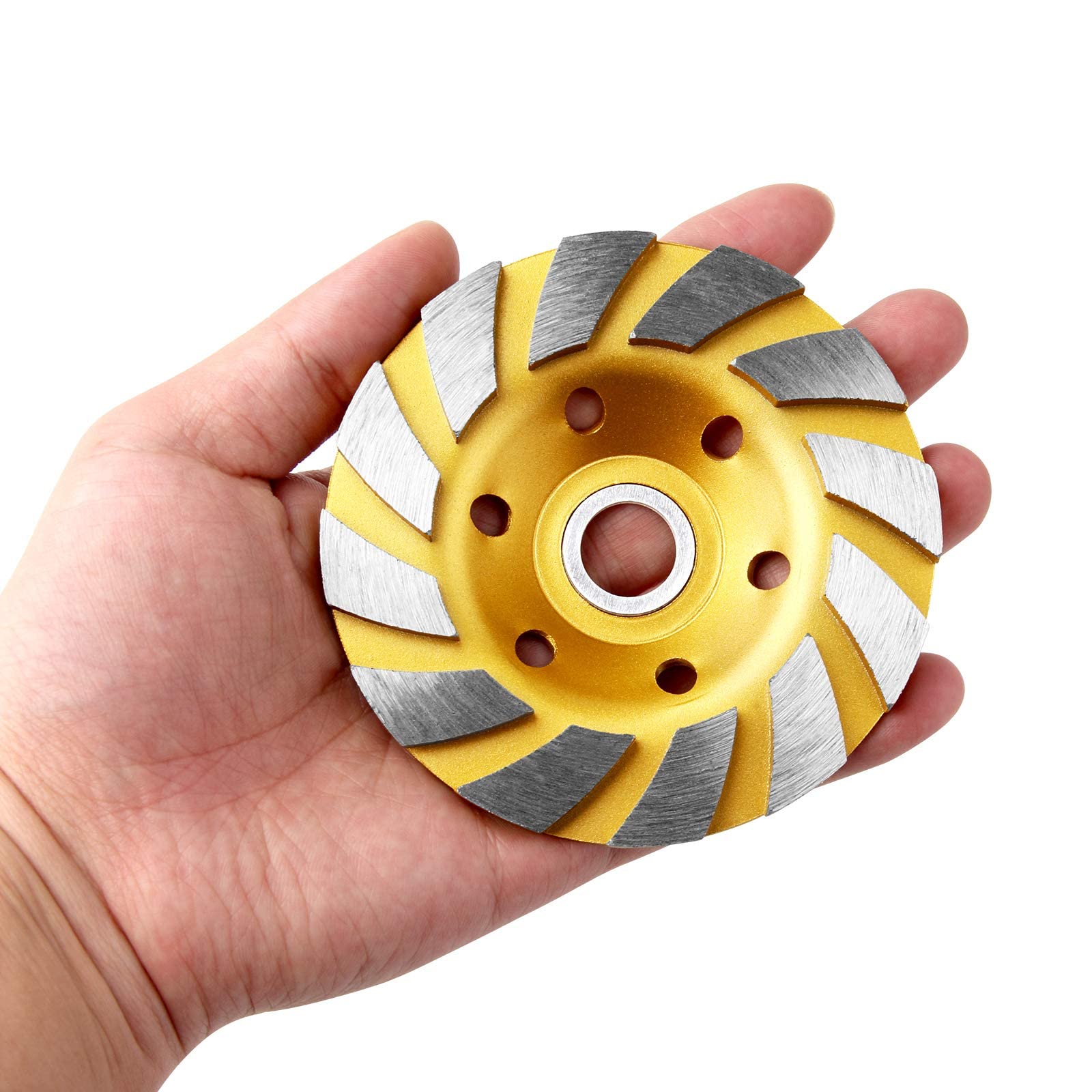 2 Pieces 4 Inch Concrete Stone Ceramic Turbo Diamond Grinding Cup Wheel,12 Segs Heavy Duty Angle Grinder Wheels for Angle Grinder (Yellow)