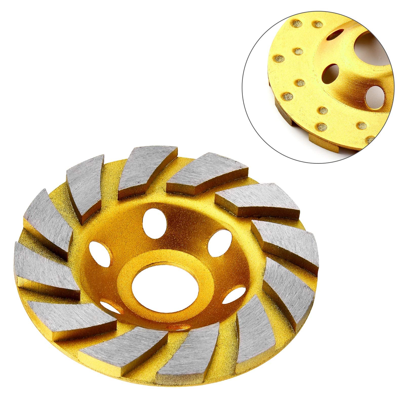 2 Pieces 4 Inch Concrete Stone Ceramic Turbo Diamond Grinding Cup Wheel,12 Segs Heavy Duty Angle Grinder Wheels for Angle Grinder (Yellow)