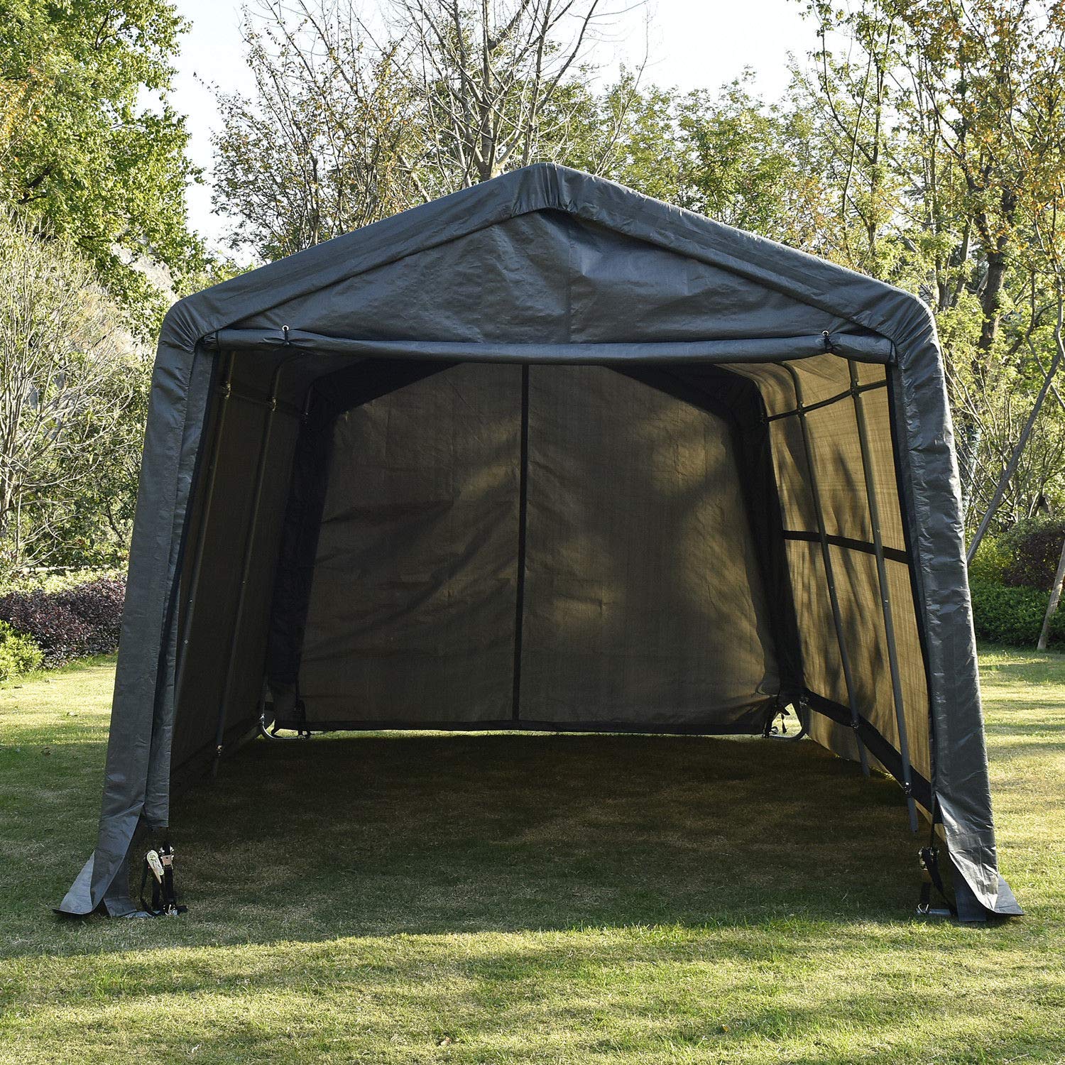 Bestmart INC 10x15ft Heavy Duty Grey Carport Portable Garage Storage Shed Canopy