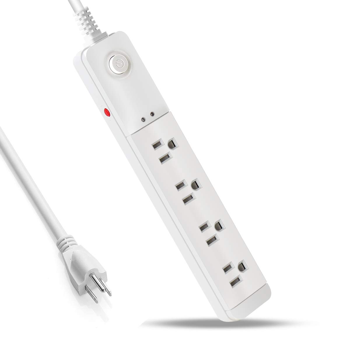 Power Strip Extension Cord, Surge Protector, 6 Ft, 4 Outlet Heavy Duty, 3 Prong Plug, Overload Protection, Ideal for Home or Office Equipment, White