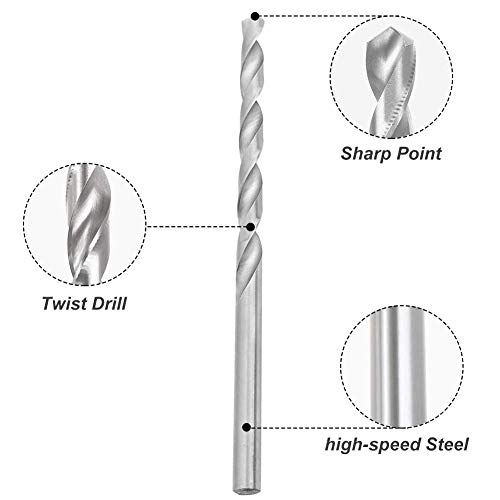 Utoolmart Twist Drill High Speed Steel Bit, Mini Twist Drill Bits Set, Jobber Small Twist Drill Bits, 8.2mm Twist Drill, HSS-4241 Twist Drill Bit Set, for Steel Aluminum Alloy, 5 Pcs