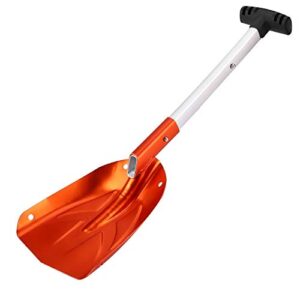 magt backcountry snow shovel winter snow shovel, aluminum alloy detachable telescopic winter snow ice shovel outdoor kit tool with non-slip handle orange