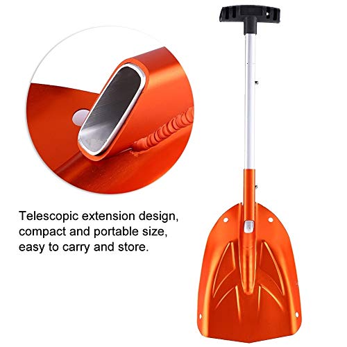 MAGT Backcountry Snow Shovel Winter Snow Shovel, Aluminum Alloy Detachable Telescopic Winter Snow Ice Shovel Outdoor Kit Tool with Non-Slip Handle Orange