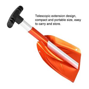 MAGT Backcountry Snow Shovel Winter Snow Shovel, Aluminum Alloy Detachable Telescopic Winter Snow Ice Shovel Outdoor Kit Tool with Non-Slip Handle Orange