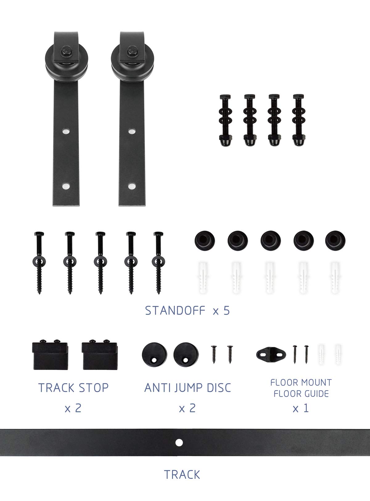 S&Z TOPHAND 36 in. x 84 in. Unfinished British Brace Knotty Barn Door with 6.6FT Sliding Door Hardware Kit/Solid Wood/Sliding Door/Double Surfaces/A Simple Assembly is Required (36, Door+J Shape)