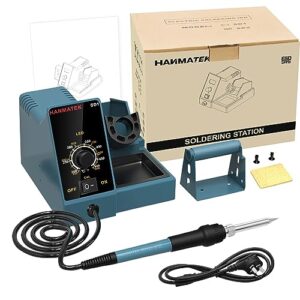 HANMATEK Durable Soldering Station,392℉-896℉ Smart Temperature Control 6 Seconds Rapid Heating Safety Certified Soldering Iron Station Soldering kit with Solder Bracket,Heat- Resistant Sponge SD1