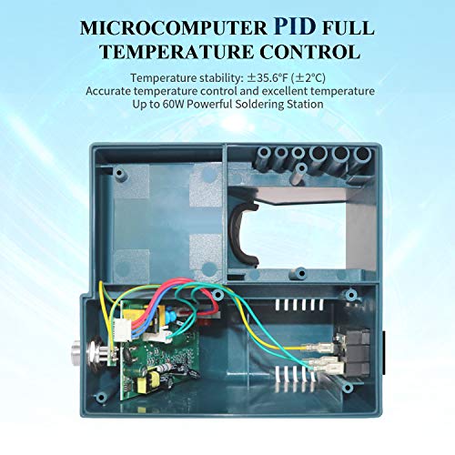 HANMATEK Durable Soldering Station,392℉-896℉ Smart Temperature Control 6 Seconds Rapid Heating Safety Certified Soldering Iron Station Soldering kit with Solder Bracket,Heat- Resistant Sponge SD1