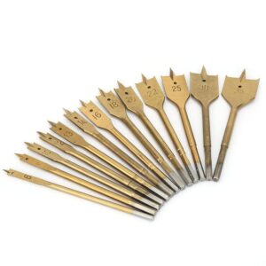 Spade Drill Bit, 13PCs Spade Drill Bit Set 6 to 25MM 1/4Inch Hex Shank for Woodworking Drilling Machines