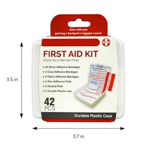 DecorRack 84 Piece First Aid Med Kit, Small Travel Size Kit, First Aid Patch Purse Essentials Bandages for Car, College Dorm, Home, Boat, or Camping, (2 Pack of 42pcs)