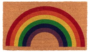 kaf home new coir doormat, heavy-duty, weather resistant, non-slip pvc backing, indoor and outdoor use, rainbow
