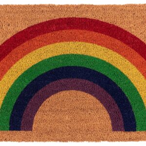 KAF Home New Coir Doormat, Heavy-Duty, Weather Resistant, Non-Slip PVC Backing, Indoor and Outdoor Use, Rainbow
