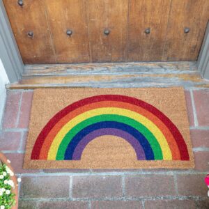 KAF Home New Coir Doormat, Heavy-Duty, Weather Resistant, Non-Slip PVC Backing, Indoor and Outdoor Use, Rainbow