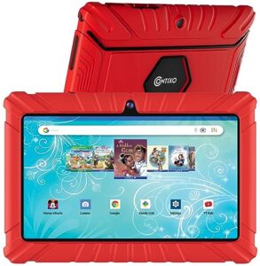 contixo kids tablet v8, 7-inch hd, ages 3-7, toddler tablet with camera, includes 50+ disney storybooks & stickers (value $200) - android 11, 32gb, (2023 model), red