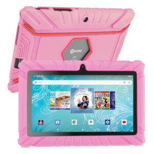 contixo kids tablet - v8 32gb 7" android tablet for kids, includes 50+ disney storybooks & stickers (value $200), kid-proof case, (2023 model) - pink