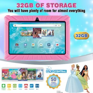 Contixo Kids Tablet - V8 32GB 7" Android Tablet for Kids, Includes 50+ Disney Storybooks & Stickers (Value $200), Kid-Proof Case, (2023 Model) - Pink