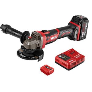 skil pwr core 20 brushless 20v 4-1/2 angle grinder, included 5.0ah battery, pwrjump charger and pwrassist usb adapter - ag2907-1a