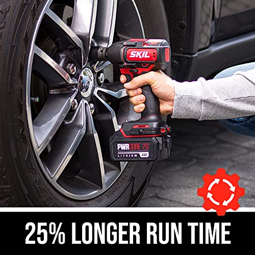 SKIL PWR CORE 20 Brushless 20V 1/2 Inch Impact Wrench Included 5.0Ah Battery, PWR JUMP Charger and PWR ASSIST USB Adapter - IW5739-1A