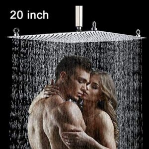 Saeuwtowy 20 inch Large Rainfall Shower Heads High Pressure Stainless Steel Bathroom Rainfall Shower Head Ultra-thin Waterfall Full Body Cover Brushed Nickel Finish