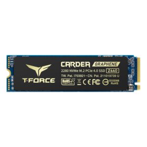 teamgroup t-force cardea z440 1tb dram slc cache 3d tlc nand nvme phison e16 pcie gen4x4 m.2 2280 gaming ssd with graphene heat spreader works with ps5 read/write 5000/4400 mb/s tm8fp7001t0c311