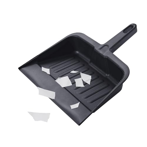 Restaurantware Clean 13 x 12.2 Inch Handheld Dustpan, 1 Heavy-Duty Utility Dustpan - Wide, Ergonomic Handle, Black Plastic Dusting Pan, Dust & Debris Cleaning Tool, For Home or Commercial Use