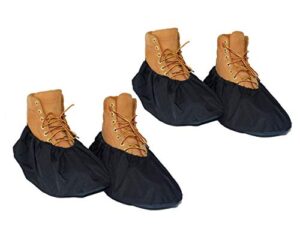 2 pairs non slip waterproof reusable shoe covers for contrators and carpet floor protection, machine washable. x-large
