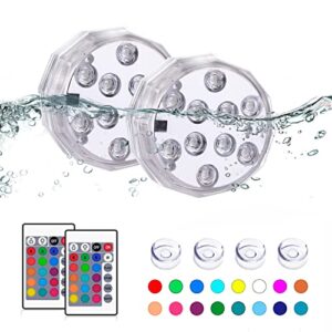 tepenar submersible led lights with remote: waterproof pool lights underwater battery operated controlled 16 color changing hot tub lights for pool shower bathtub vase aquarium decoration 2 pack