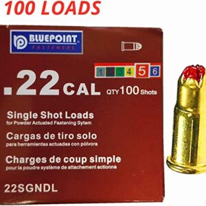 0.22 Caliber Red Single Shot Powder Loads, Cartridges/Powder Loads for Powder Actuated Tools Power Fasteners Power Loads (100-Count)