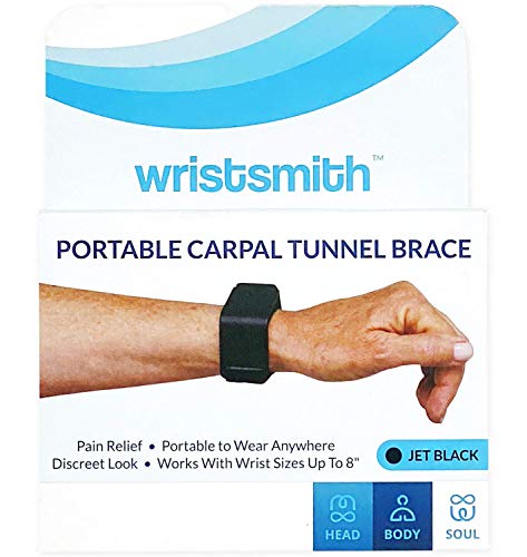 WRISTSMITH Wrist Brace For Compression Carpal Tunnel Wrist Support Brace For Men & Women - Portable Travel & Adjustable Splint For Daily Use at Work or Home (Jet Black)