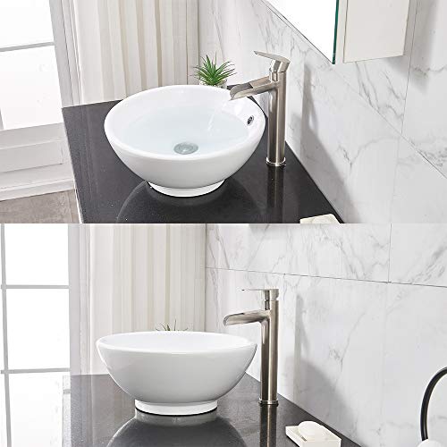 VCCUCINE Vessel Sink Faucet Brushed Nickel, Single Handle Single Hole Waterfall Rv Bathroom Faucet, Tall Lavatory Vanity Bowl Sink Faucet with Pop Up Drain and Two 3/8" Hoses