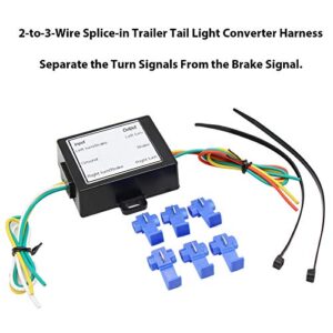 RED WOLF Trailer 2-to-3-Wire Splicer-in Taillight Converter Wire Harness Connector Separate Turn Signal Brake Light Set up for Trailer RV Dinghy Towing Pickup Car Trucks Vans