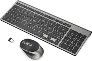 wireless keyboard mouse combo, j joyaccess ergonomic and cordless keyboard and mouse set for pc,windows, computer, laptop, desktop, chromebook,mac-grey