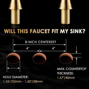 FUZ Polished Gold Bathroom Faucet 3 Hole Dual Crystal Knobs Widespread 3 Holes Vanity Basin Mixer Tap Bathtub Filler Faucet Waterfall Faucet for Bathroom Sink…