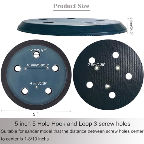 5 Inch 5 Hole Replacement Sander Pad For PORTER CABLE 333 and 333VS Random Orbit Sanders - 5" Hook and Loop Sanding Pad for Wood-working Automotive and Metalworking