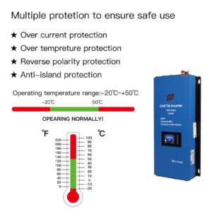 Marsrock 2000W PV Grid Tie Inverter Power Limiter Wide Voltage 45-90VDC for Solar Panel Input AC 240V (120V+120V)