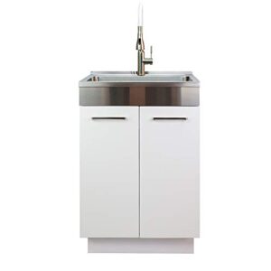 transolid tca-2420-ws 24-in x 20-in x 34.6-in laundry sink cabinet with faucet, white,medium