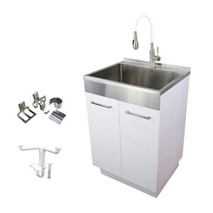 transolid tcam-2420-ws 24-in x 20-in x 34.6-in laundry sink cabinet with faucet and accessories, white