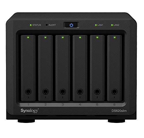 Synology DiskStation DS620slim iSCSI NAS Server with Intel Celeron Up to 2.5GHz CPU, 6GB Memory, 4TB (2 x 2TB) SSD Storage, DSM Operating System