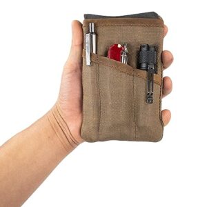 Hide & Drink, Multi-Tool Pocket Pouch, Compact Multipurpose EDC Zippered Bag, Mini Camping Tool Case, Waxed Canvas, Knife Holster, Handmade Slim Organizer (Fatigue)