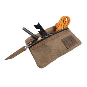 Hide & Drink, Multi-Tool Pocket Pouch, Compact Multipurpose EDC Zippered Bag, Mini Camping Tool Case, Waxed Canvas, Knife Holster, Handmade Slim Organizer (Fatigue)