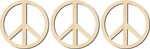 6" - peace sign - 3 pack - wood cutout shape - peace signs. diy party craft - decorate